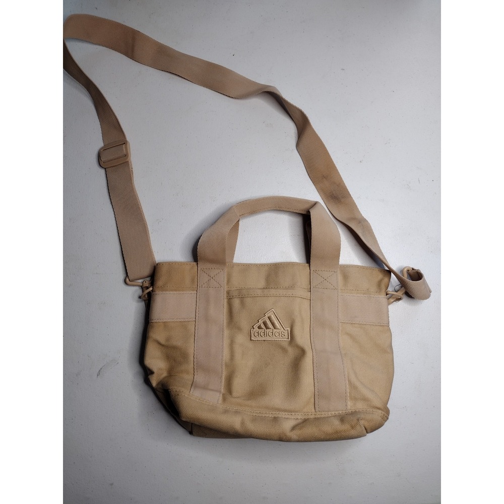 Adidas Sportswear Canvas Mini Tote Crossbody Bag Tan Beige